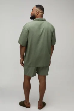 Chemise Grande Taille À Manches Courtes En Mélange De Lin