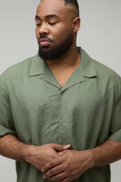 Chemise Grande Taille À Manches Courtes En Mélange De Lin