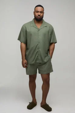 Chemise Grande Taille À Manches Courtes En Mélange De Lin