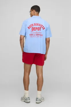 boohooMAN Chemise Graphique Seersucker Oversize à Col Revere<Homme Chemises