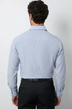 Chemise Habillée Ajustée À Manches Longues À Carreaux Tattersall Bleus