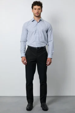 Chemise Habillée Ajustée À Manches Longues À Carreaux Tattersall Bleus