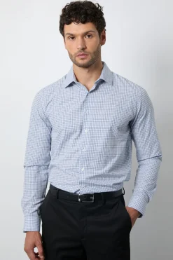 Chemise Habillée Ajustée À Manches Longues À Carreaux Tattersall Bleus