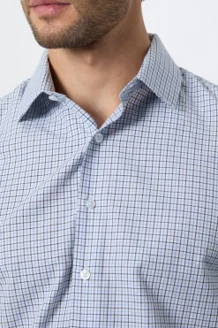 Chemise Habillée Ajustée À Manches Longues À Carreaux Tattersall Bleus