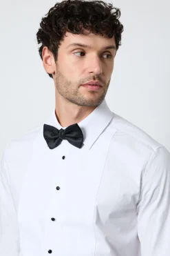 Chemise Habillée Blanche Cintrée À Plastron Et Poignets Mousquetaires