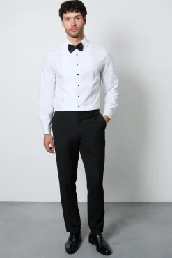 Chemise Habillée Blanche Cintrée À Plastron Et Poignets Mousquetaires
