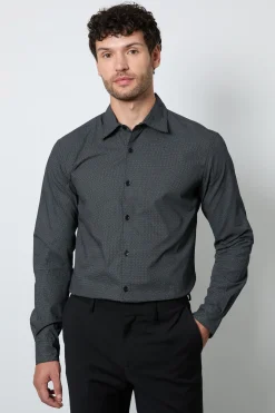 Chemise Habillée À Manches Longues Imprimé Carreaux Noirs