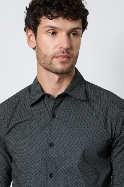 Chemise Habillée À Manches Longues Imprimé Carreaux Noirs