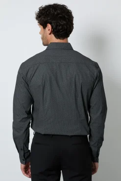 Chemise Habillée À Manches Longues Imprimé Carreaux Noirs