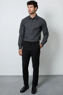 Chemise Habillée À Manches Longues Imprimé Carreaux Noirs