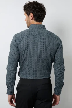 Chemise Habillée À Manches Longues Imprimé Géométrique Vert
