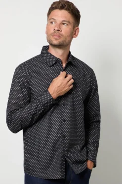 Chemise Habillée Noire À Manches Longues Avec Imprimé Géométrique