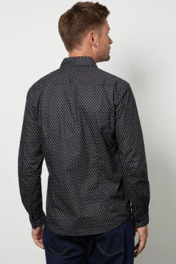 Chemise Habillée Noire À Manches Longues Avec Imprimé Géométrique