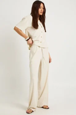 Chemise Haute En Lin Premium À Manches Courtes