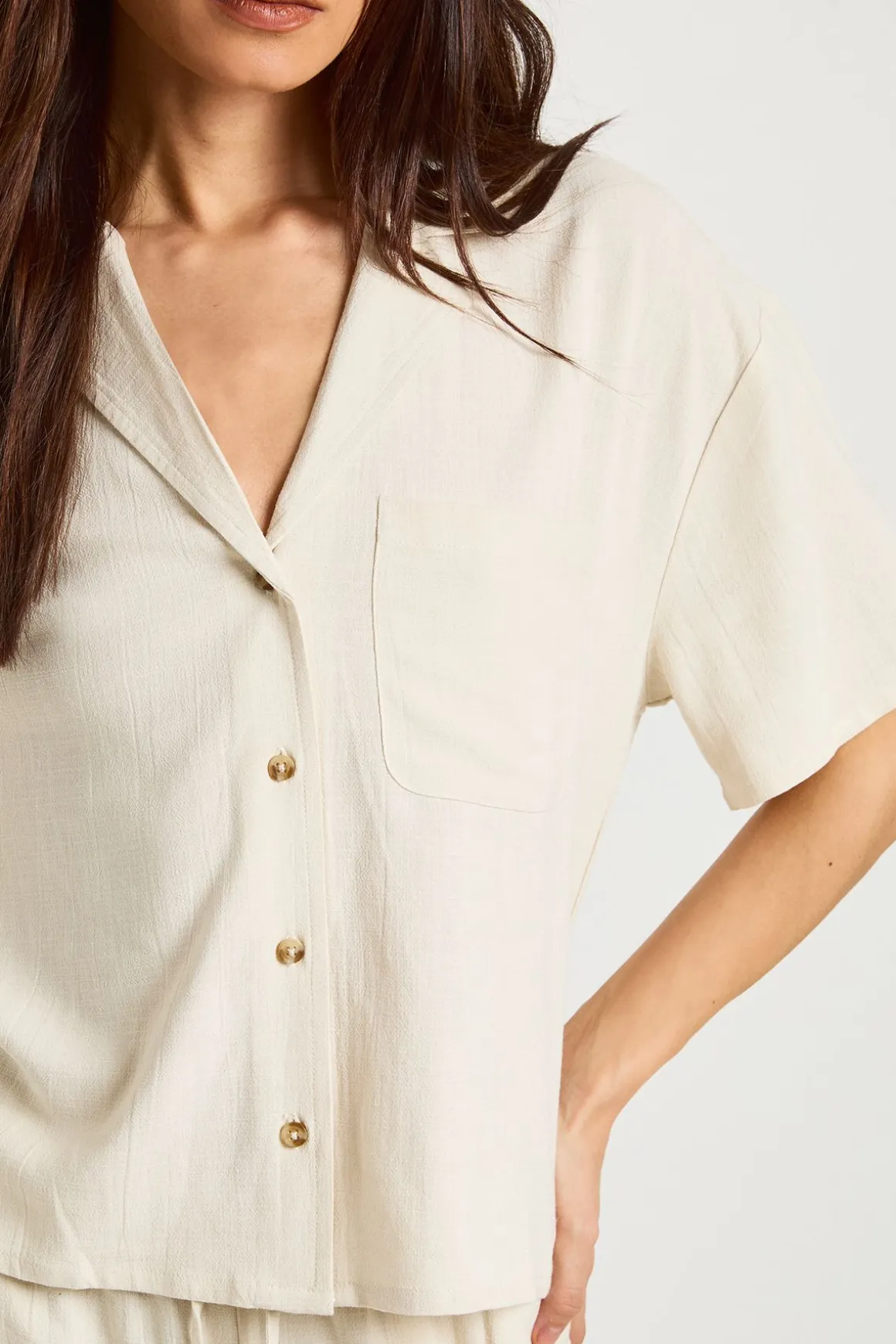 Chemise Haute En Lin Premium À Manches Courtes