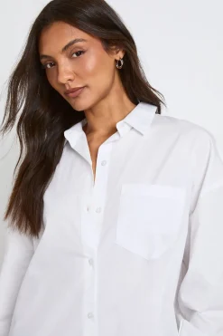 boohoo Chemise Haute En Popeline De Coton Oversize<Femme Tops