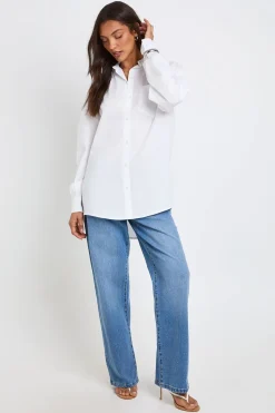 boohoo Chemise Haute En Popeline De Coton Oversize<Femme Tops