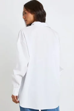 boohoo Chemise Haute En Popeline De Coton Oversize<Femme Tops