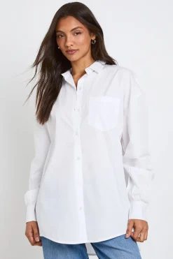 boohoo Chemise Haute En Popeline De Coton Oversize<Femme Tops
