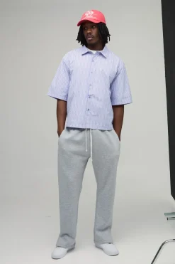 Chemise Haute Oversize Coupe Boxy À Manches Mi-longues Brodée À Rayures Multicolores
