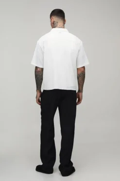 Chemise Haute Oversize Coupe Boxy Manches Courtes À Plis Irréguliers