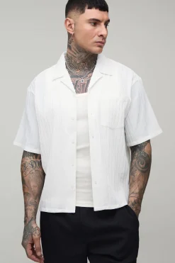 Chemise Haute Oversize Coupe Boxy Manches Courtes À Plis Irréguliers