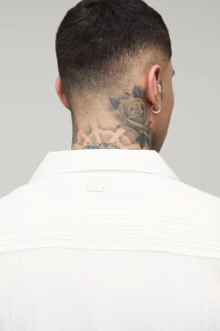 Chemise Haute Oversize Coupe Boxy Manches Courtes À Plis Irréguliers