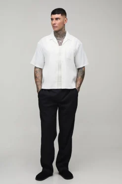 Chemise Haute Oversize Coupe Boxy Manches Courtes À Plis Irréguliers