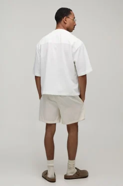 Chemise Henley Oversize Ample À Manches Courtes En Mélange De Lin