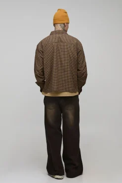 Chemise Homme Grande, Surdimensionnée et Boxy avec Appliques et Micro Carreaux