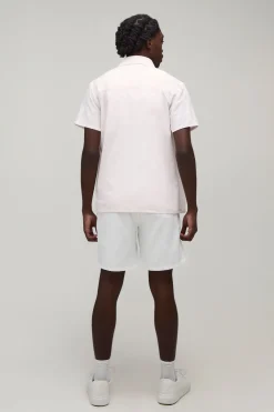 boohooMAN Chemise Homme À Manches Courtes Brodée Coupe Régulière<Homme Chemises