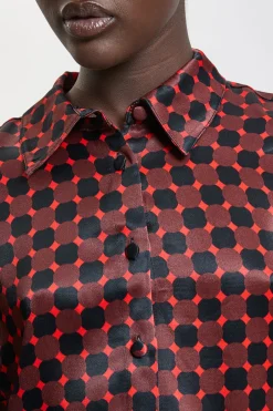 Chemise Imprimée En Viscose Satinée Tissée