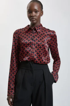 Chemise Imprimée En Viscose Satinée Tissée