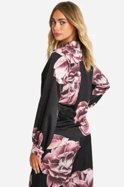 Chemise à imprimé floral grand format à la coupe décontractée