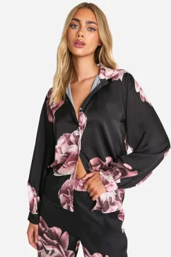 Chemise à imprimé floral grand format à la coupe décontractée