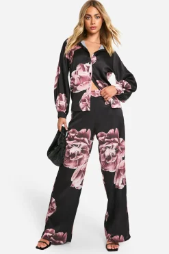 Chemise à imprimé floral grand format à la coupe décontractée