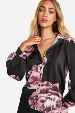 Chemise à imprimé floral grand format à la coupe décontractée