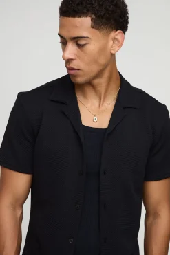 boohooMAN Chemise jacquard Géo à coupe ajustée et ensemble de pantalon fuselé<Homme Ensembles