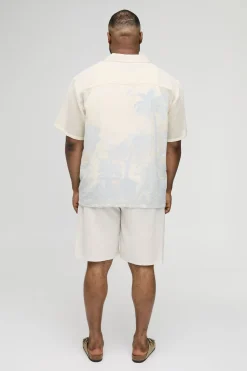 boohooMAN Chemise Jacquard Palm Tree en Crochet Oversized Plus<Homme Chemises Grande Taille|Chemises