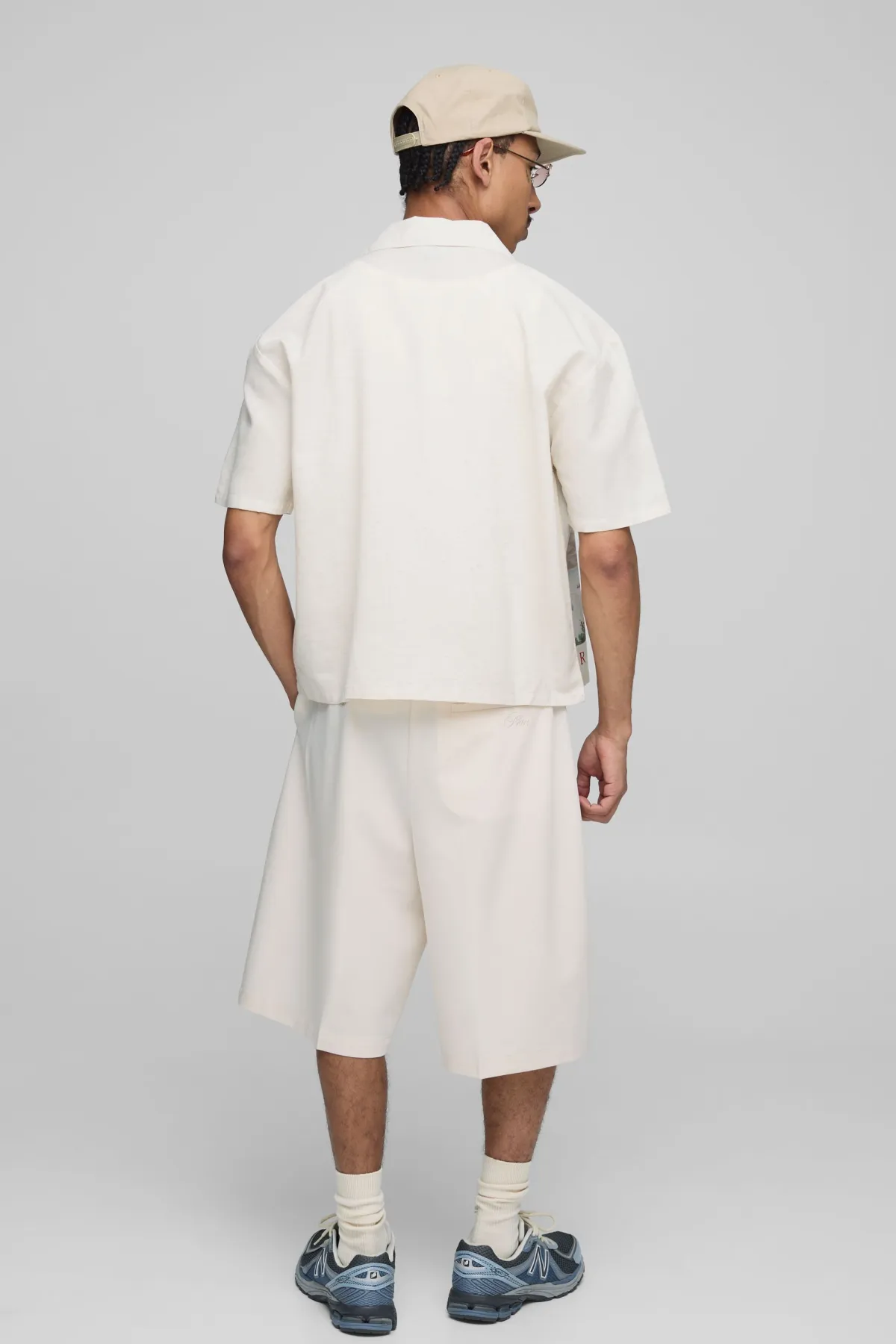boohooMAN Chemise Landscape Oversize Boxy en mélange de lin<Homme Chemises