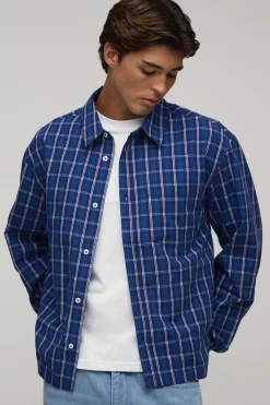 Chemise Longue Oversize À Carreaux Quadrillés Manches Longues Coupe Ample Midi