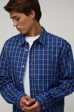 Chemise Longue Oversize À Carreaux Quadrillés Manches Longues Coupe Ample Midi