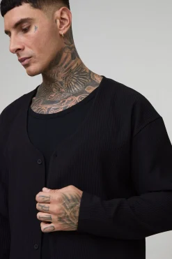 Chemise longue à plis, surdimensionnée, à coupe carrée et sans col