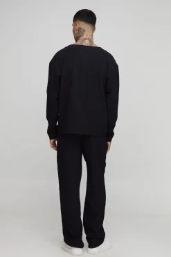 Chemise longue à plis, surdimensionnée, à coupe carrée et sans col