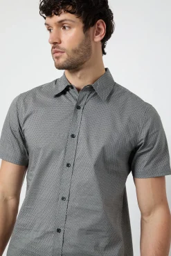 Chemise À Manches Courtes Blanche À Motif Géométrique