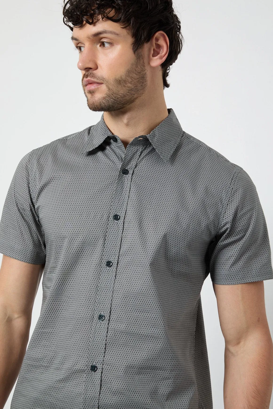 Chemise À Manches Courtes Blanche À Motif Géométrique