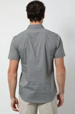 Chemise À Manches Courtes Blanche À Motif Géométrique