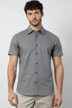 Chemise À Manches Courtes Blanche À Motif Géométrique