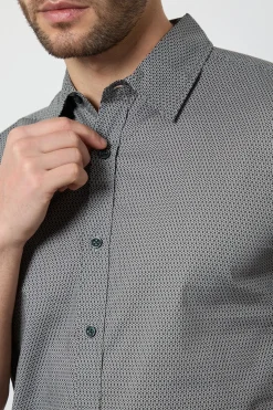 Chemise À Manches Courtes Blanche À Motif Géométrique
