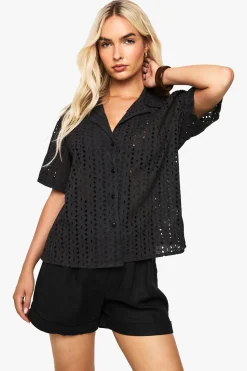 Chemise à manches courtes brodée